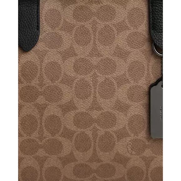 NWT Coach Sullivan Portfolio Brief In Signature Canvas cz402 tan Black - Picture 12 of 12